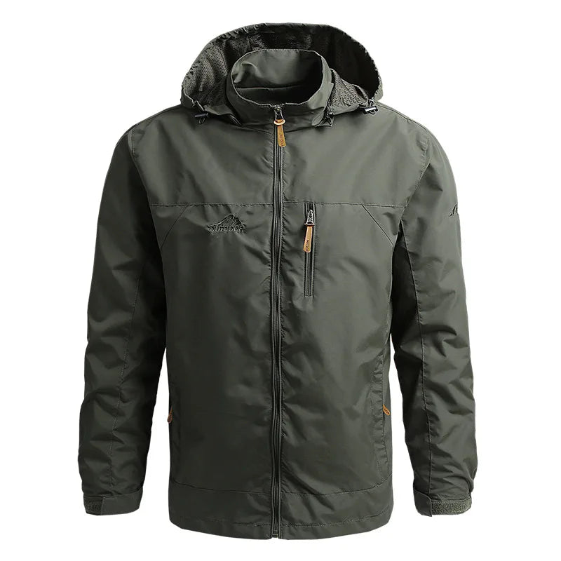 Waterproof Mens Tactical Jacket - Hooded, Lightweight Army Green - Tophatter Daily Deals