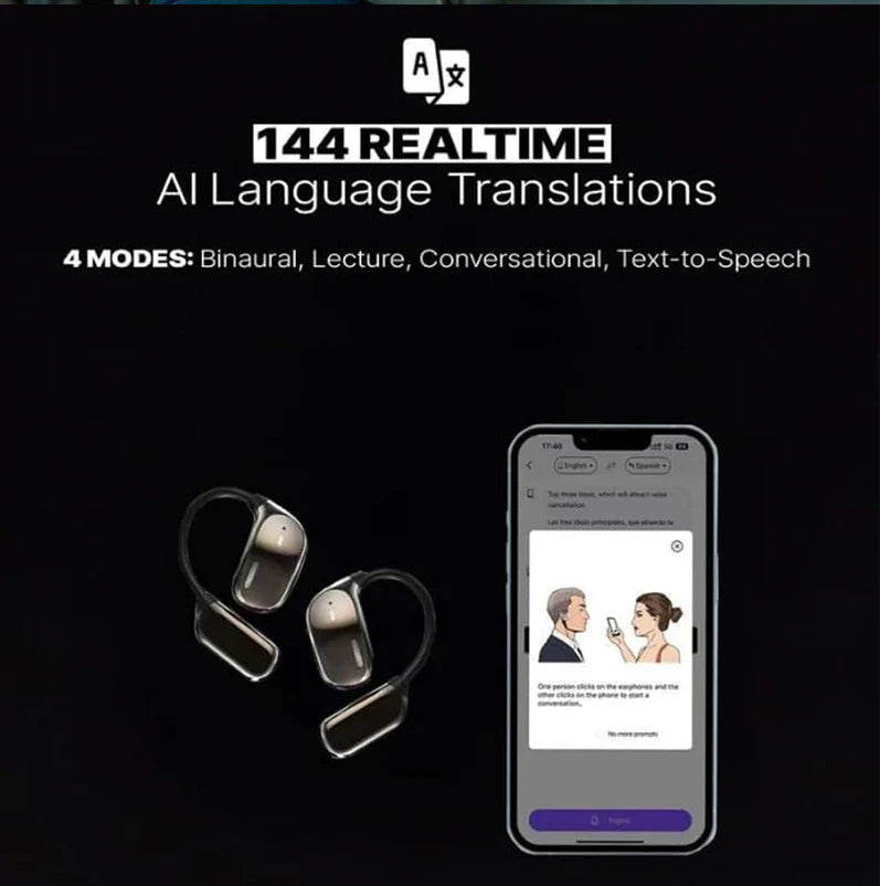 AI Translation Open Ear Earbuds With LCD Touch Screen - Tophatter Daily Deals