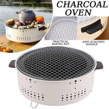 Round Charcoal BBQ Grill Stove White Camp Cooking - Tophatter Daily Deals