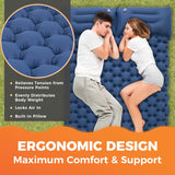 Double Sleeping Pad Inflatable Camping Navy Blue Camping & Hiking - Tophatter Daily Deals