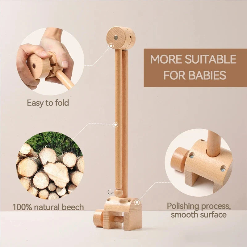 Wooden Crib Mobile Bracket Newborn Sensory Toys Soothing - Tophatter Daily Deals