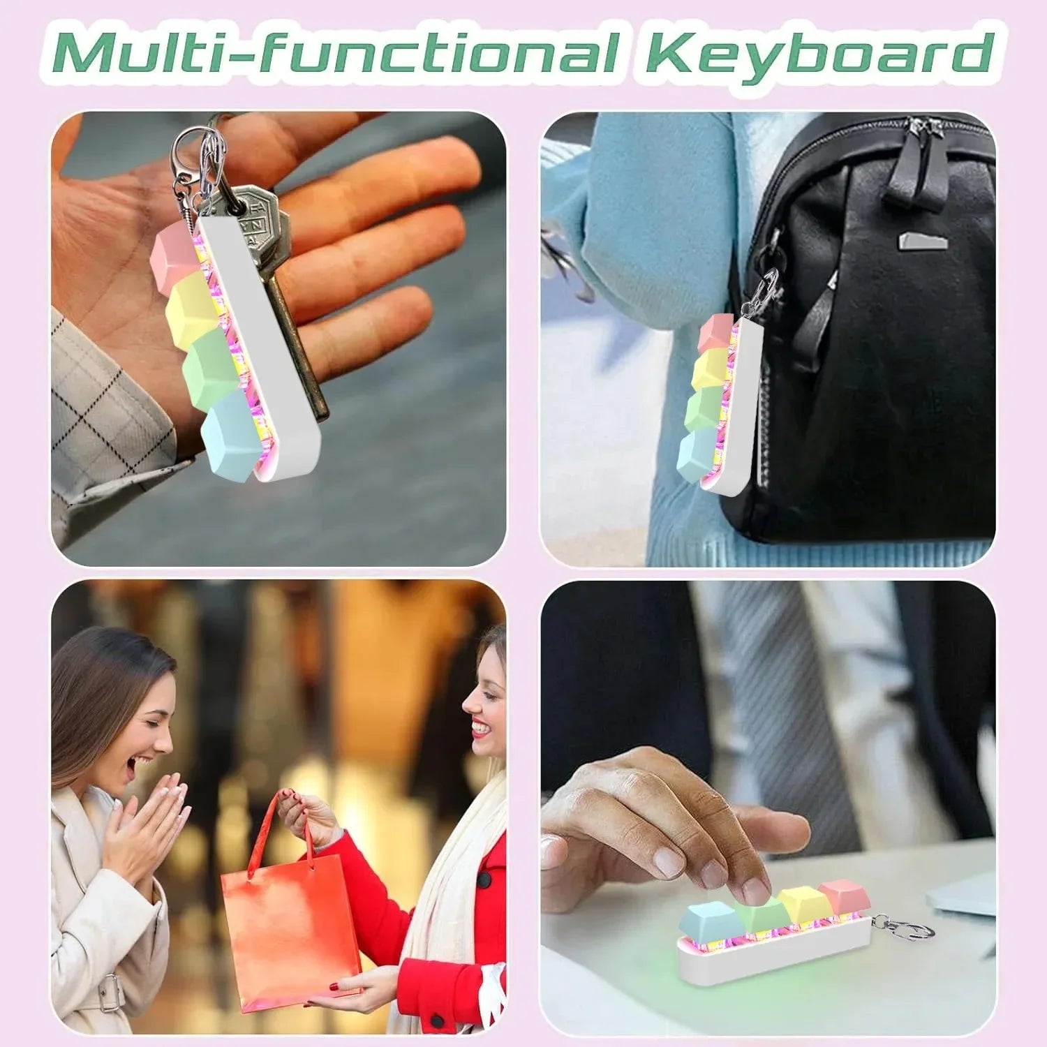 Keyboard Fidget Toy LED Keychain 4 In 1 Stress Relief - Tophatter Daily Deals