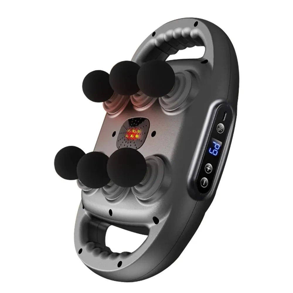 Fascia Gun Muscle Massager Gun High Frequency Back Waist Massage Machine Six-head Body Shoulder Professional Fascia Massage Gun Black - Tophatter Daily Deals