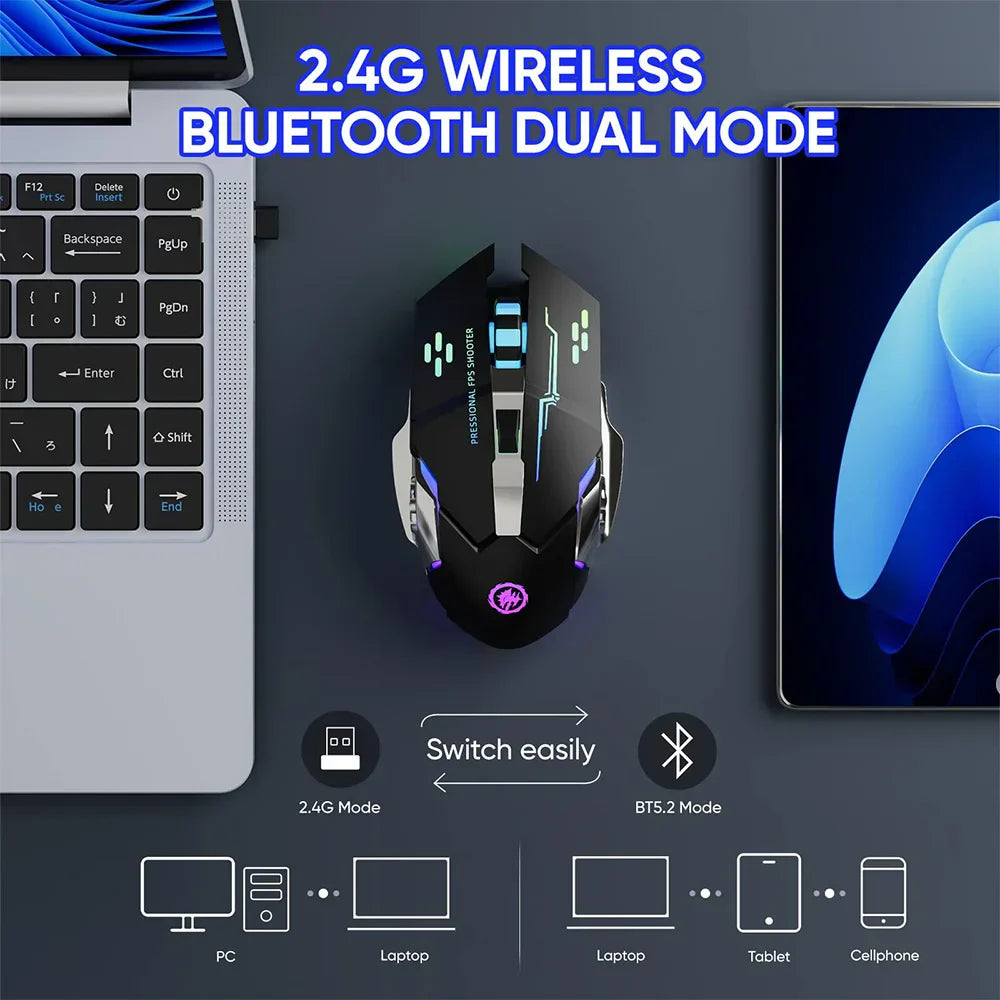 Wireless Gaming Mouse Rechargeable Silent RGB Backlight - Tophatter Daily Deals