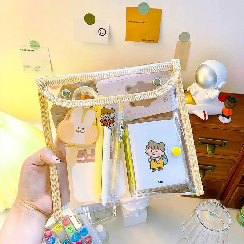 Transparent Document Wallet Bears Kawaii Travel Bag Cosmetics Makeup - Tophatter Daily Deals