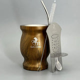 Yerba Mate Bombilla Set Stainless Steel Mate Kit Easy Clean MT019-05 Wood grain - Tophatter Daily Deals