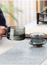 200ml Tea Infuser Cup Heat Resistant Glass Mug Wood Handle - Tophatter Daily Deals