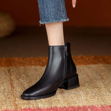 Supportive Women’s Ankle Boots - Pointed Toe Leather Office Black - Tophatter Daily Deals
