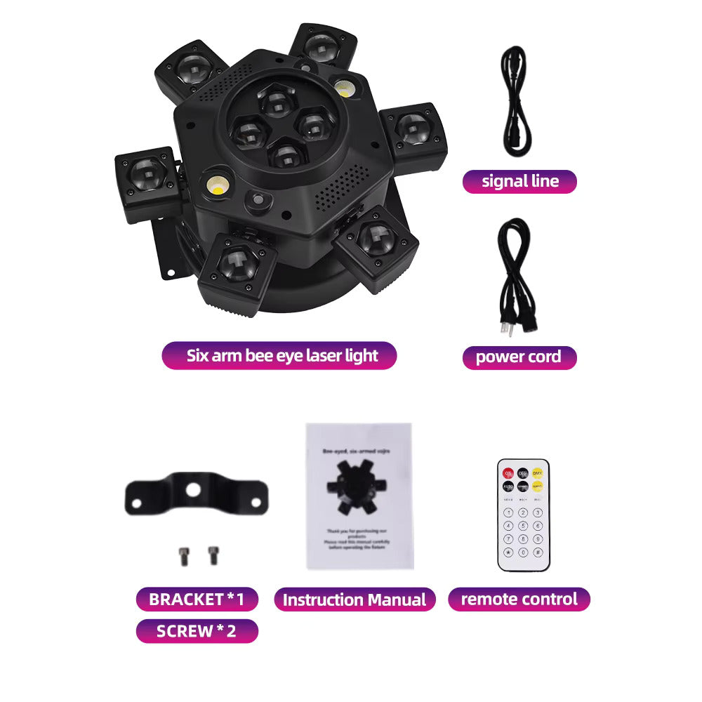 Moving Head Disco Lighting 6 Arms RGBW LED Strobe Lighs Disco Party Lights - Tophatter Daily Deals