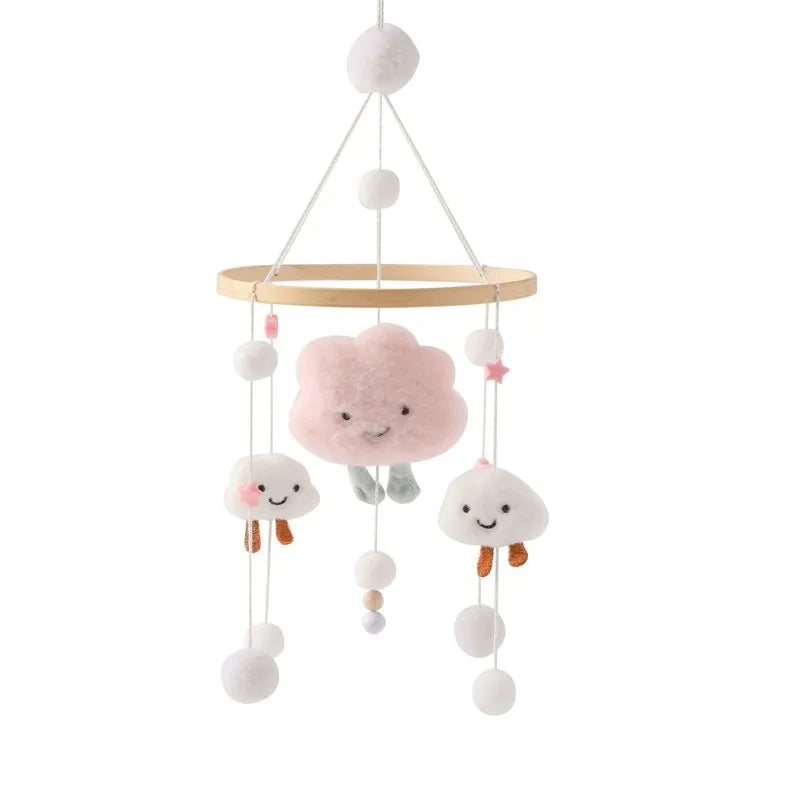 Wooden Baby Mobile With Music Box Newborn Sensory Toys Pink clouds - Tophatter Daily Deals