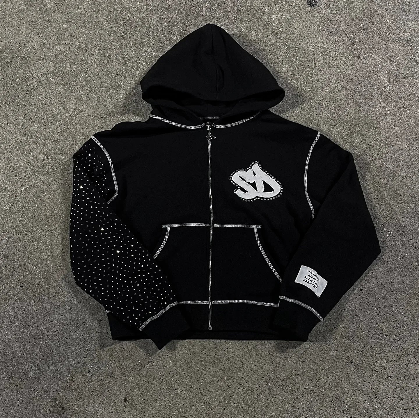 Oversized Relaxed Men Hoodie - Boxy Patchwork, Cotton Street Black - Tophatter Daily Deals
