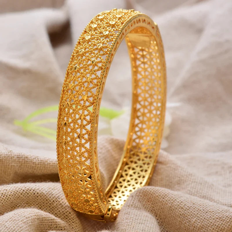 Gold Plated Bangles Luxury Arabic Wedding Bracelet - Tophatter Daily Deals