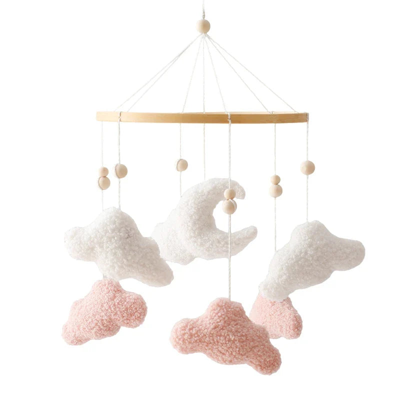 Wooden Crib Mobile Felt Bear Musical Newborn Sensory Toys Pink Cloud - Tophatter Daily Deals