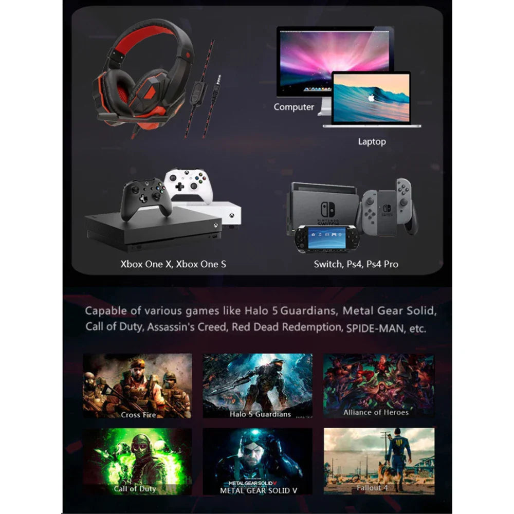 Gaming Headset Wired Noise Cancelling Microphone Adjustable - Tophatter Daily Deals