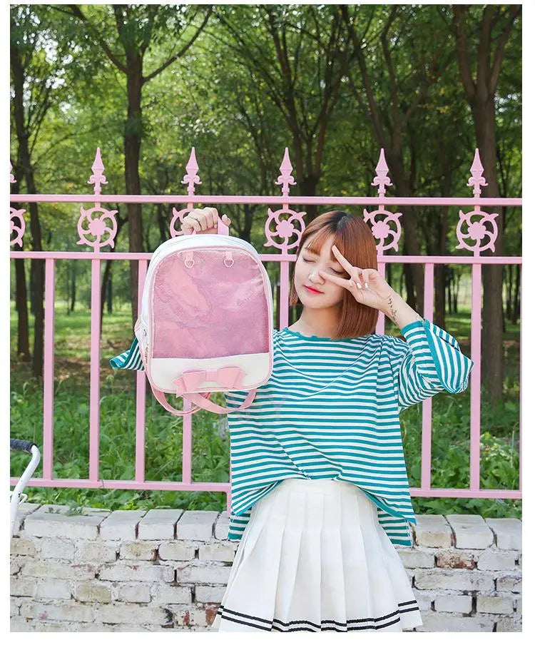 Clear Transparent Bow School Backpack Rucksack Japanese School Mythical - Tophatter Daily Deals