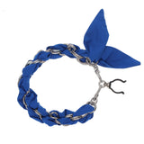 FashionStix Luxury Blue Silk Satin scarf with Chain Wrist Strap and Clip Holder Accessories - Tophatter Daily Deals