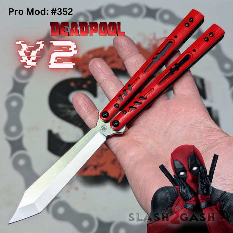S2G FrankenREP V2 Balisong clone TITANIUM Butterfly Knife - V2 (G10) Pro Mod 352 - Deadpool S2G w CF channel (you choose blade shape) Knife-Balisong - Tophatter Daily Deals