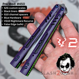 S2G FrankenREP V2 Balisong clone TITANIUM Butterfly Knife - V2 (G10) Pro Mod 450 - Joker S2G w G10 channel, Nightmare Recurve (TRUE Edge) Knife-Balisong - Tophatter Daily Deals