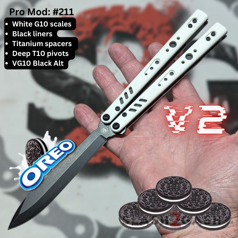 S2G FrankenREP V2 Balisong clone TITANIUM Butterfly Knife - V2 (G10) Pro Mod 211 - OREO (you choose blade shape) Knife-Balisong - Tophatter Daily Deals