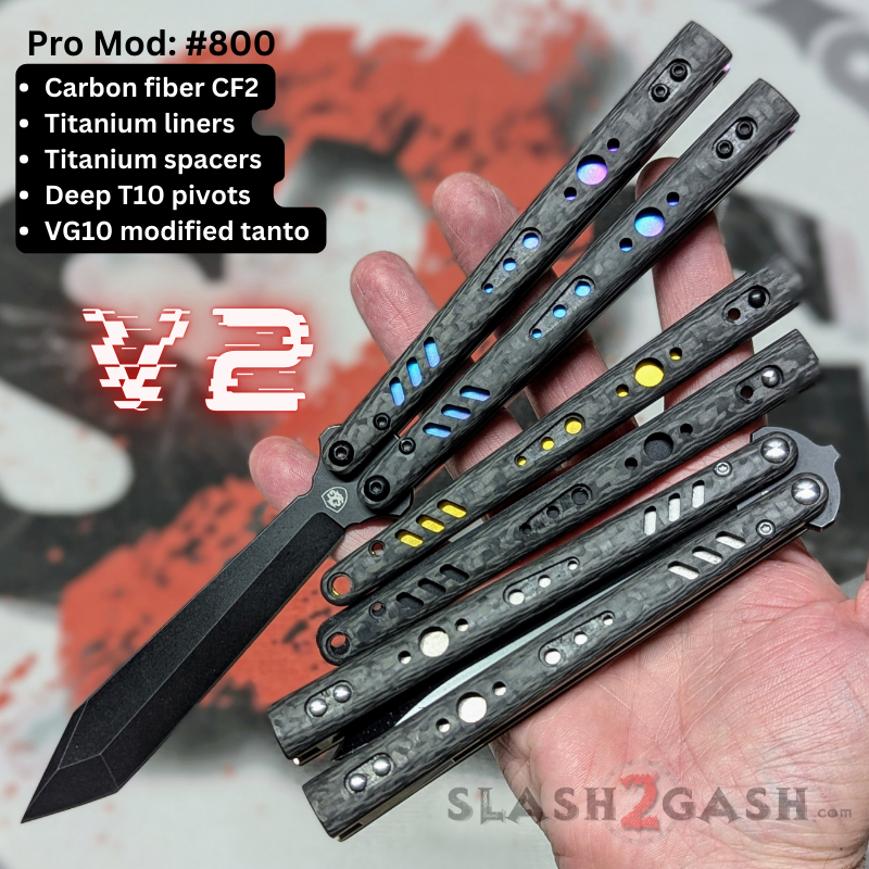 S2G FrankenREP Balisong clone TITANIUM Butterfly Knife - V2 (Carbon Fiber) Knife-Balisong - Tophatter Daily Deals
