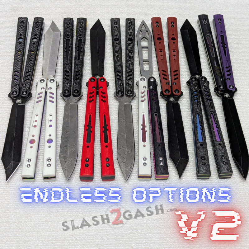 S2G FrankenREP Balisong clone TITANIUM Butterfly Knife - V2 (Carbon Fiber) Carbon Fiber scales w VG10 blade (you choose blade shape color + scales liner hardware color) Knife-Balisong - Tophatter Daily Deals