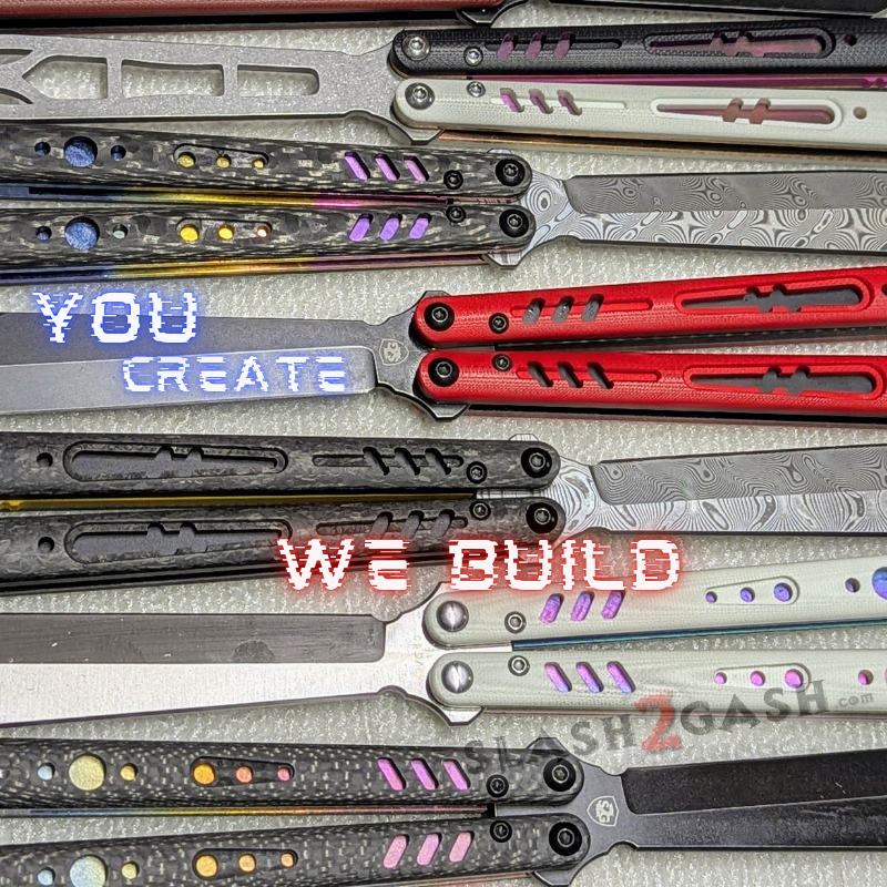 S2G FrankenREP V2 Balisong clone TITANIUM Butterfly Knife - V2 (G10) Carbon Fiber scales w Damascus blade - (you choose scales liner hardware colors) Knife-Balisong - Tophatter Daily Deals