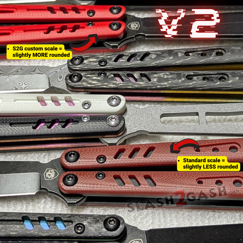 S2G FrankenREP V2 Balisong clone TITANIUM Butterfly Knife - V2 (G10) G10 scales w VG10 blade (you choose blade shape colors + scales liner hardware color) Knife-Balisong - Tophatter Daily Deals