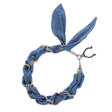 FashionStix Luxury Grey Silk Satin scarf with Chain Wrist Strap with Clip Holder Accessories - Tophatter Daily Deals
