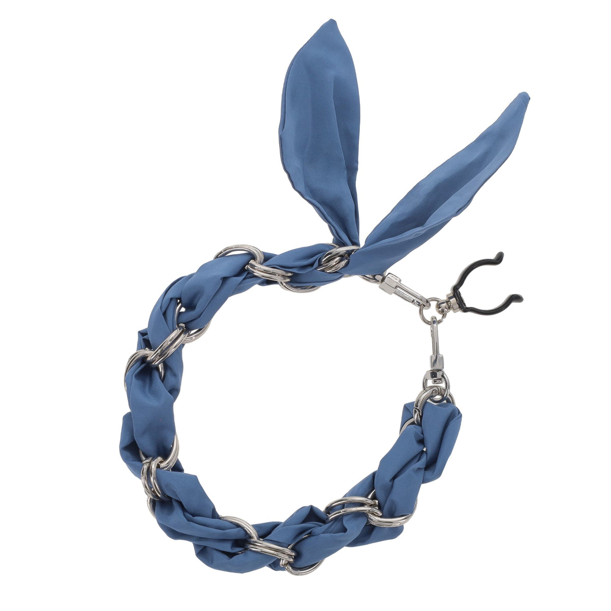 FashionStix Luxury Grey Silk Satin scarf with Chain Wrist Strap with Clip Holder Accessories - Tophatter Daily Deals