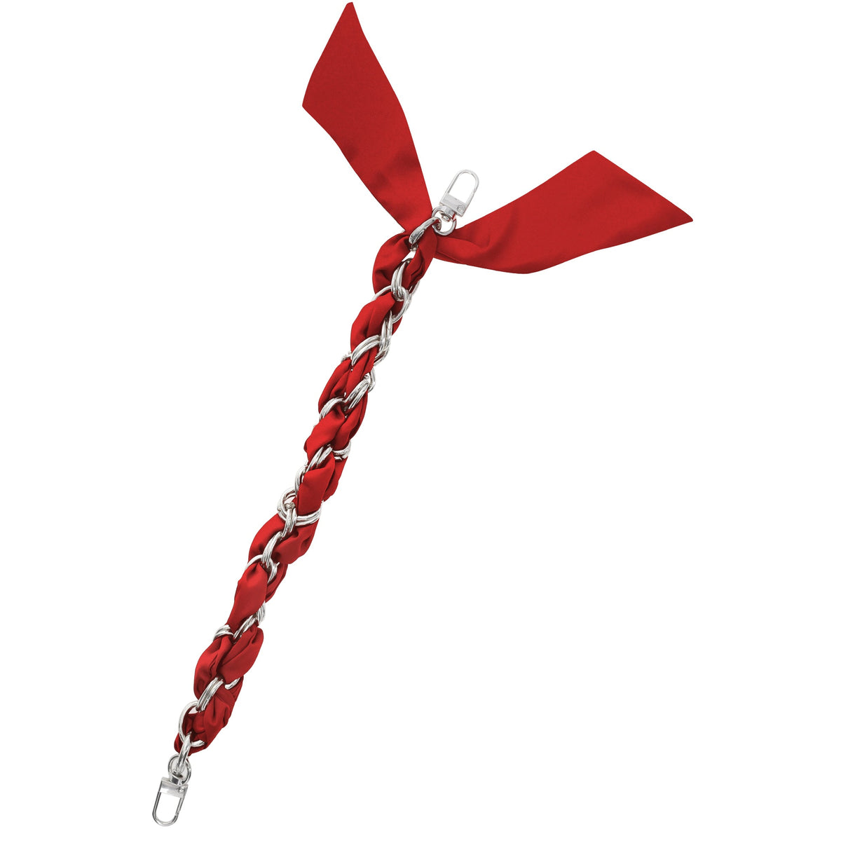 Silver Chain Wrist Strap - Luxury Red Silk Satin Scarf for 16mm-18mm canes Upsell - Tophatter Daily Deals