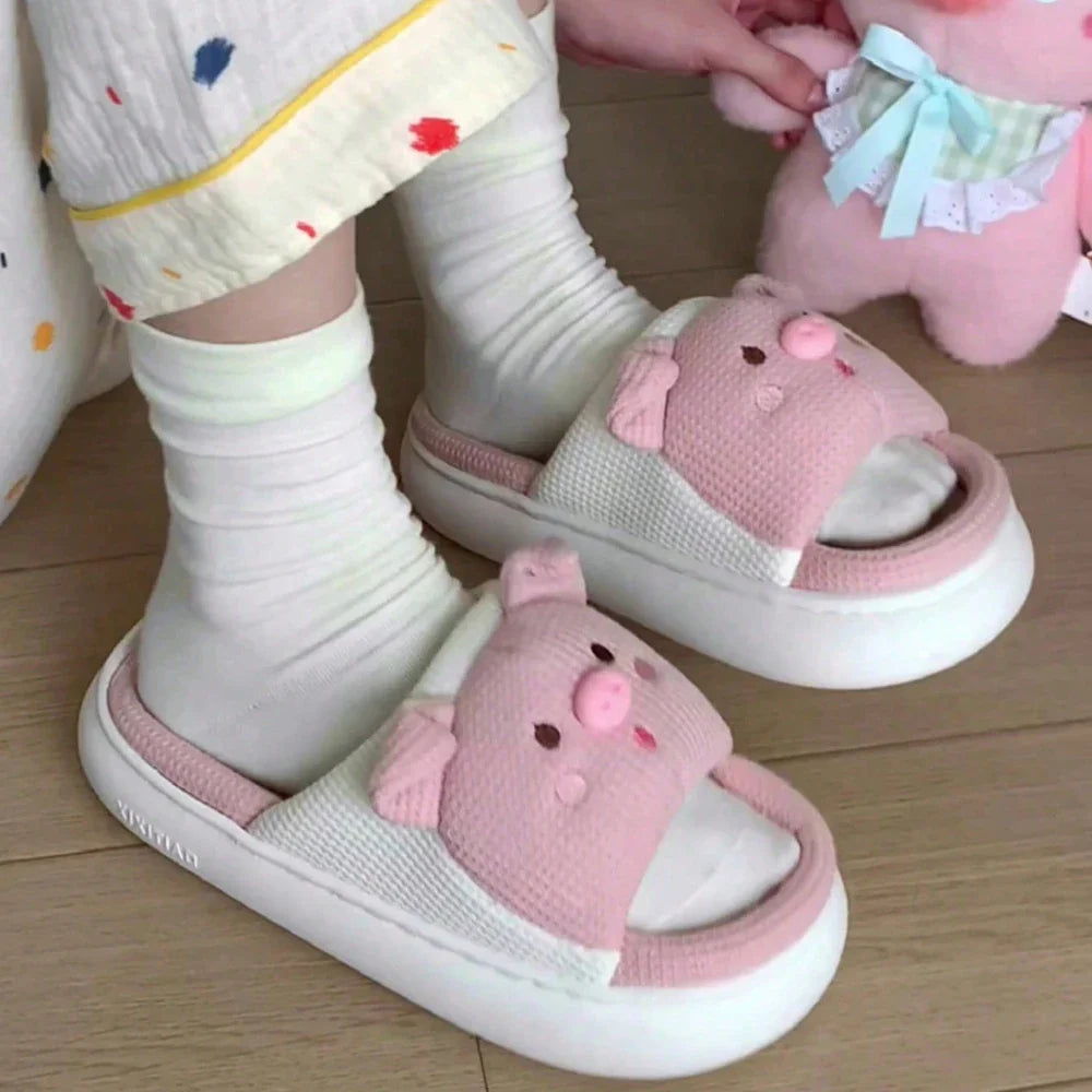 Pink Soft Cute Piggy Pattern Design Comfortable Home Slippers Slides Pig Animals - Tophatter Daily Deals
