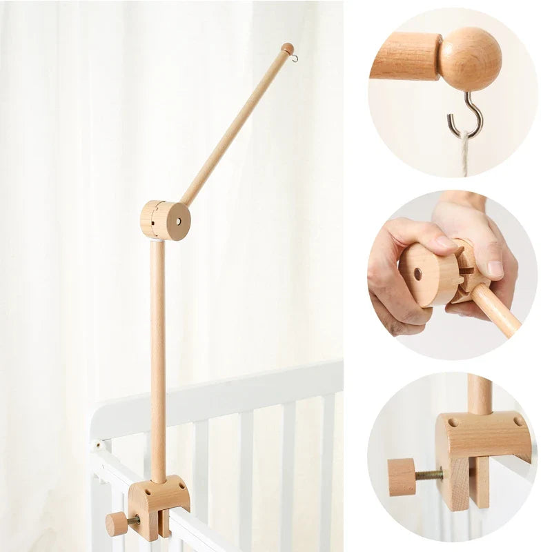 Wooden Baby Mobile Crib Arm Holder Newborn Sensory Toys - Tophatter Daily Deals