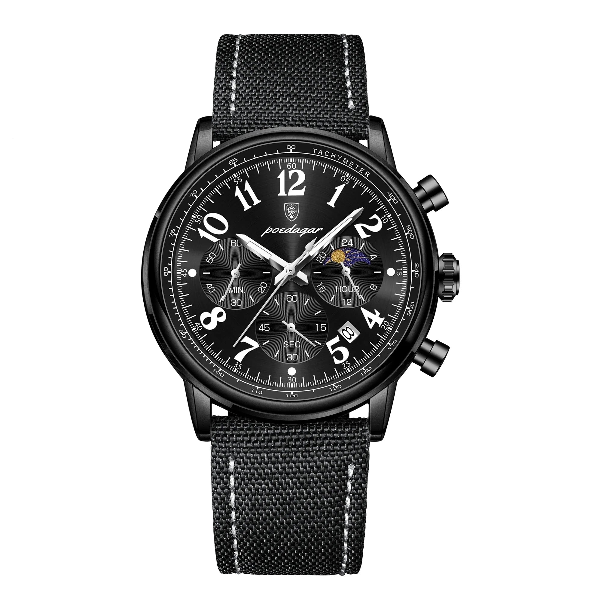 Military Chronograph Watch Nylon Strap Waterproof Fall 2025 808 Black Black NL - Tophatter Daily Deals