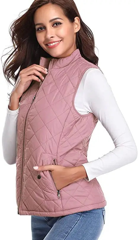Lightweight Women Quilted Vest - Stand Collar Cotton Winter - Tophatter Daily Deals