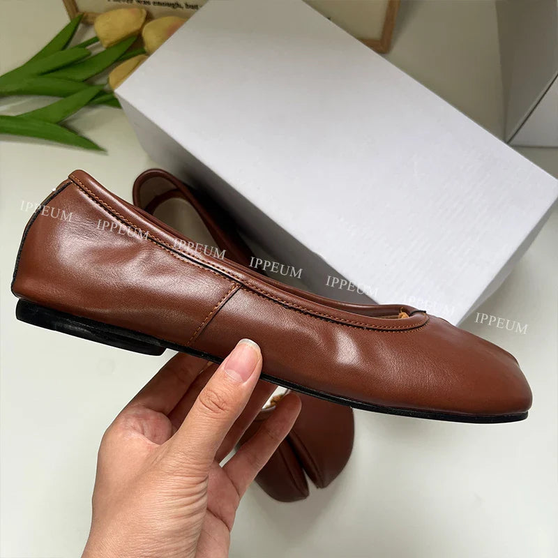 Lightweight Womens Split Toe Ballet Flats - Mary Jane, PU DeepBrown - Tophatter Daily Deals