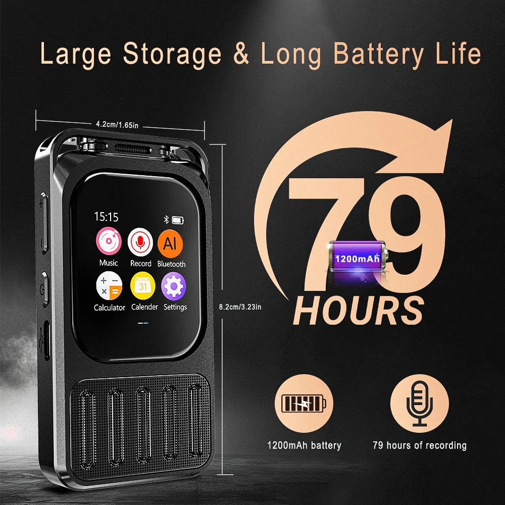 AI Voice Recorder Bluetooth Touchscreen 79H Battery 1200mAh - Tophatter Daily Deals