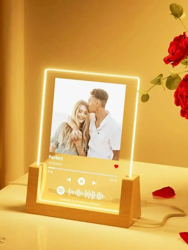Customized Spotify Music Plaque Gifts For Anniversary Day Personalized Acrylic Photo Frame Lamp Custom Romantic Birthday Gifts - Tophatter Daily Deals