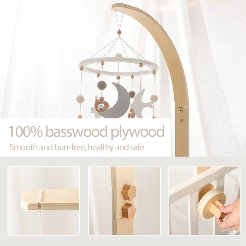Wooden Rabbit Crib Mobile Newborn Sensory Toys Soft - Tophatter Daily Deals