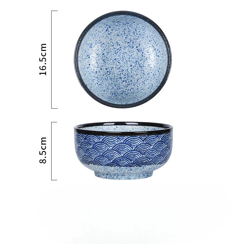 Qinghai Wave Noodle Bowl Hand Painted Vintage Ceramic Bowl - Tophatter Daily Deals