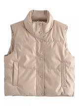 Warm Women’s PU Leather Vest - Padded Short, For Winter - Tophatter Daily Deals