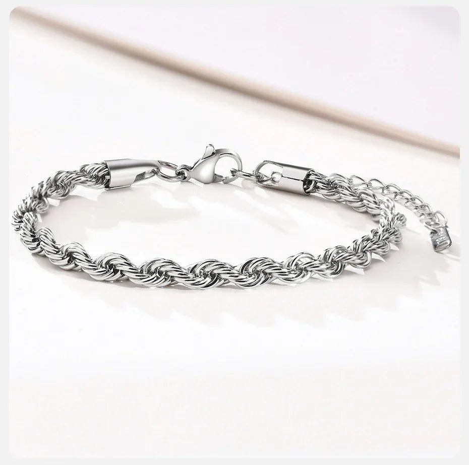 Stainless Steel Rope Chain Bracelet Twisted Singapore - Tophatter Daily Deals