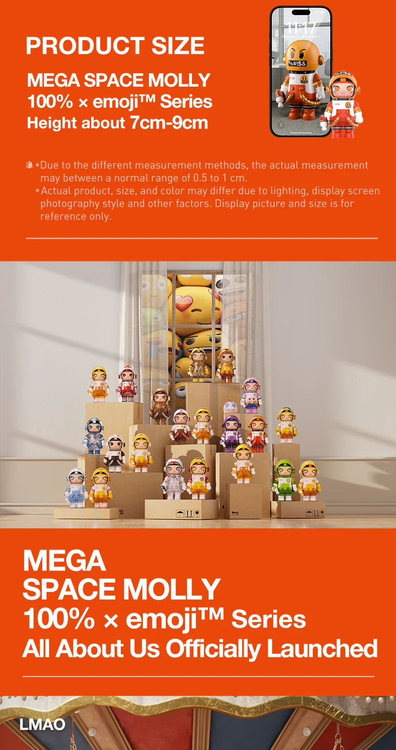 Genuine Pop Mart Mega Space Molly 100% × Emoji Series Blind Box Action Figure Animals - Tophatter Daily Deals