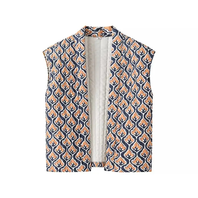 Insulating Women’s Quilted Vest - Loose Open Stitch, Cotton Navy Blue - Tophatter Daily Deals