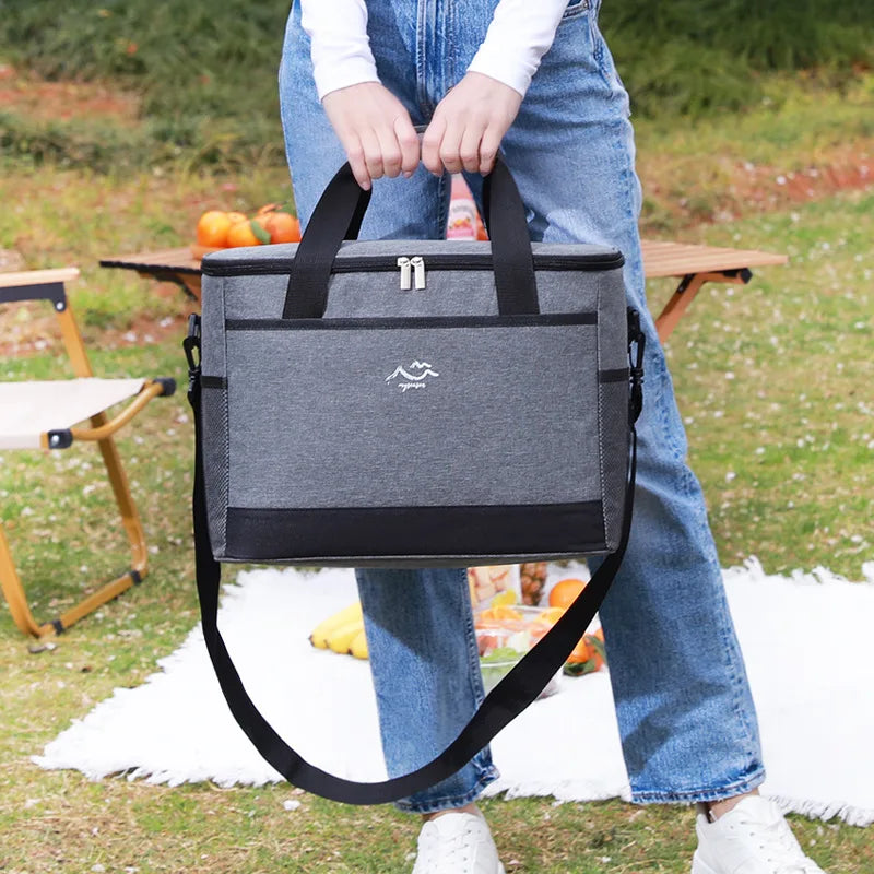 26L Insulated Cooler Bag Camping Dark Gray Duffel Bags - Tophatter Daily Deals