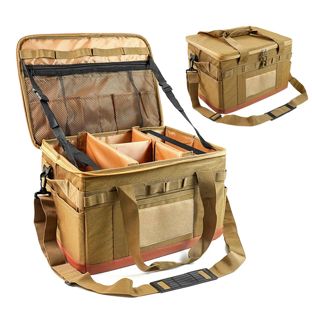 30L Camping Organizer Storage Bag Khaki Camping & Hiking - Tophatter Daily Deals