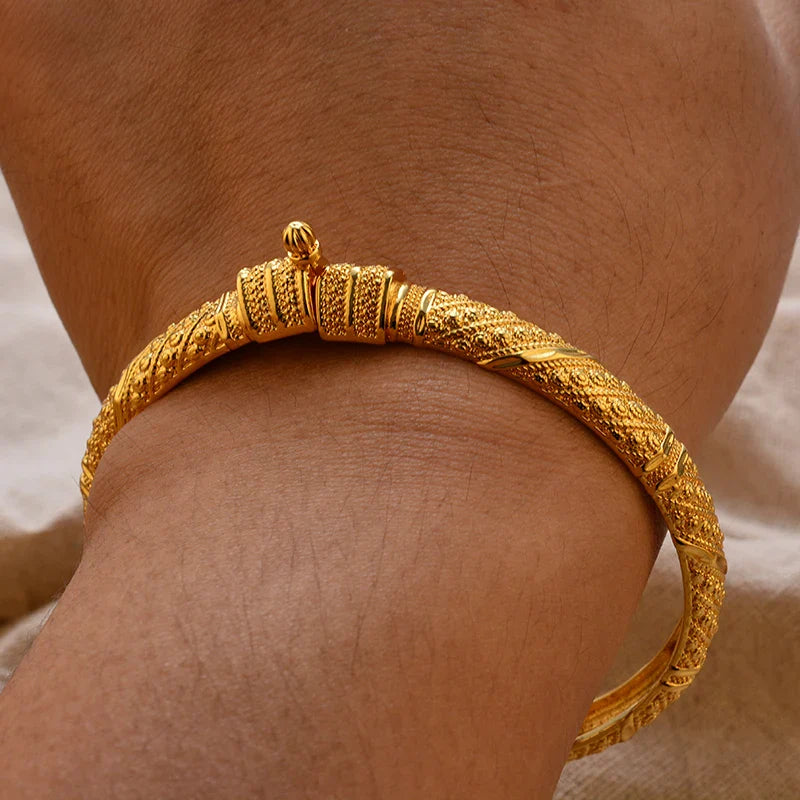 Gold Plated Bangles Luxury Arabic Wedding Bracelet - Tophatter Daily Deals