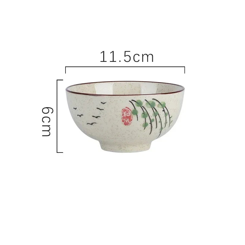 Ceramic 4.5 Inch Japanese Rice Bowl Retro Home Tableware F - Tophatter Daily Deals