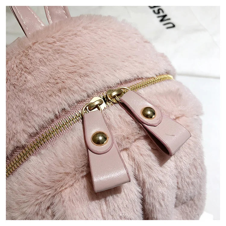 Faux Fur Mini Rabbit Ear Backpack Animals - Tophatter Daily Deals