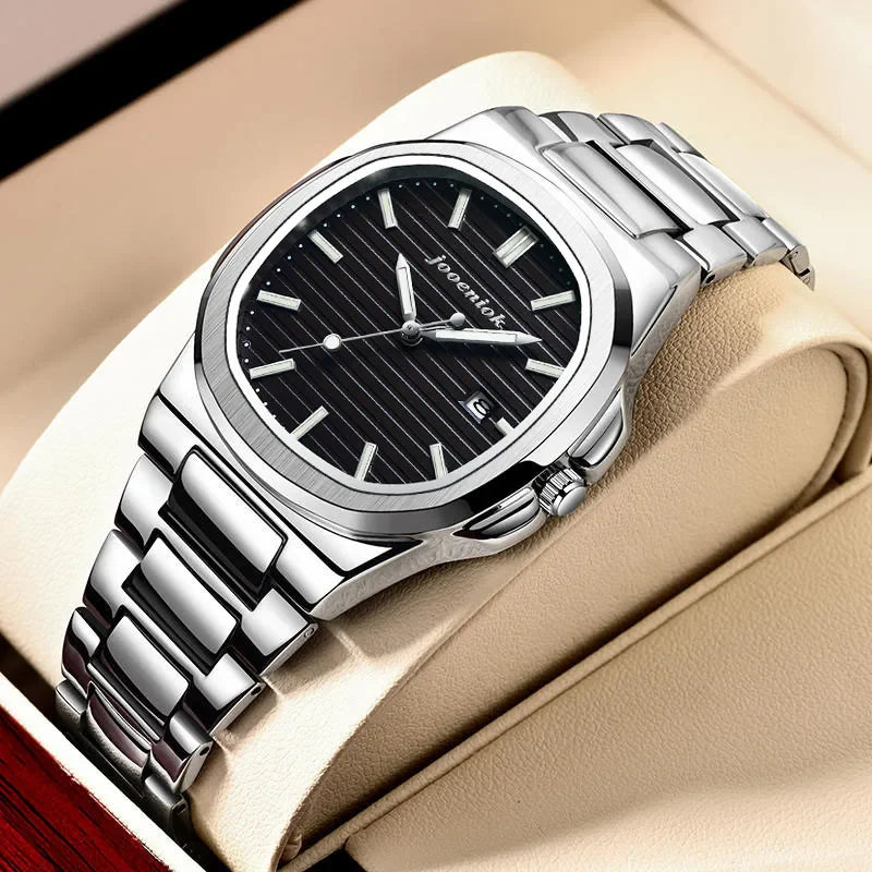 Luxury Quartz Watch Stainless Steel Date Waterproof Luminous 708black MintBlue - Tophatter Daily Deals