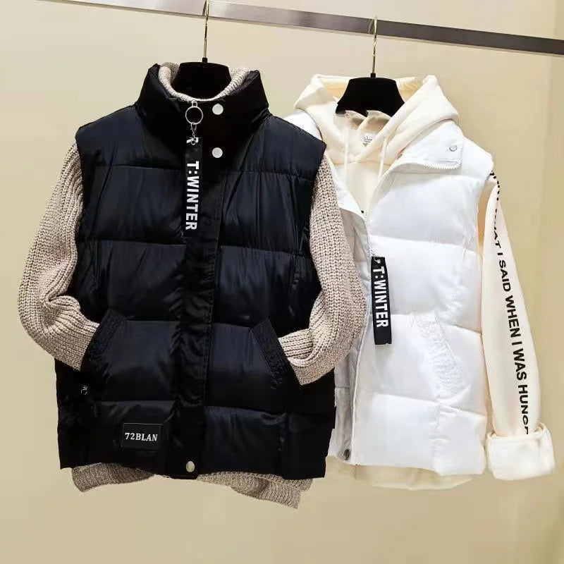 Warm Cozy Womens Puffer Vest - Boxy Short, Quilted, For Winter - Tophatter Daily Deals